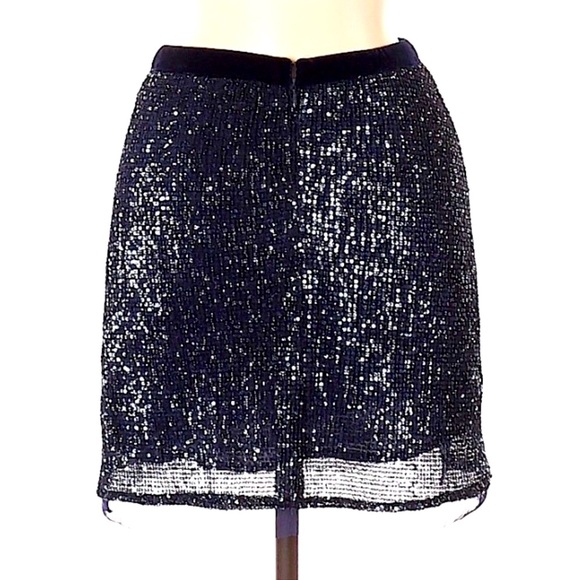 Free People Wild Child Blue Sequin Mini Skirt sz 2 - Picture 6 of 12